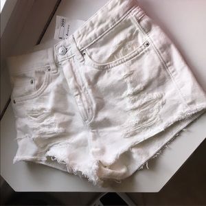 High waisted ivory shorts